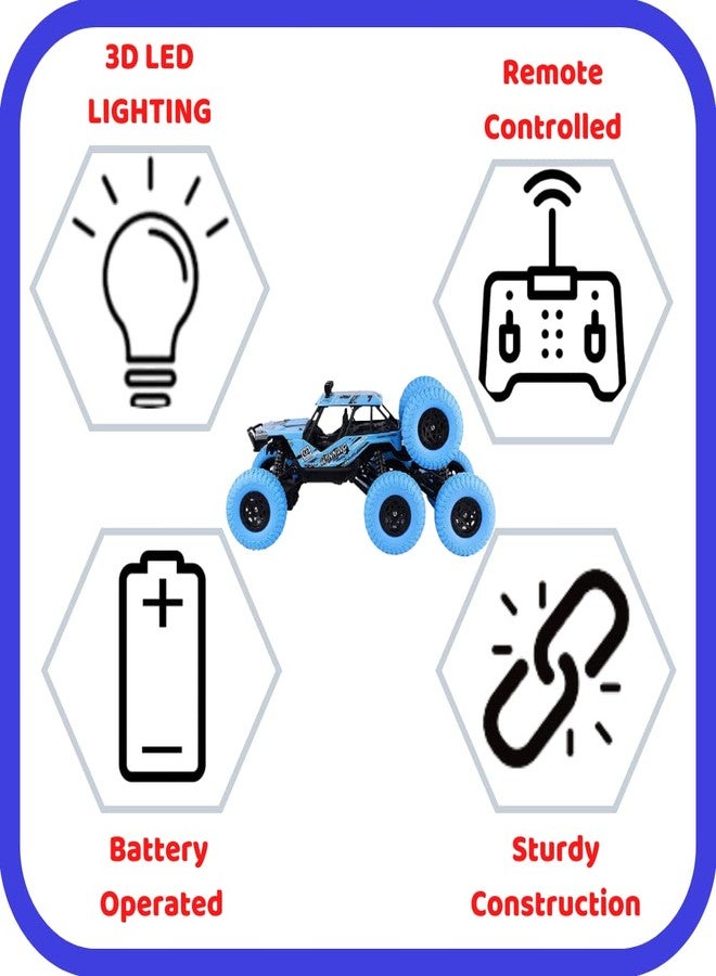 KRIMION® Remote Control car for Kids,Extreme Rover 8-Wheel Off-Road Crawler Car - Remote Controlled All-Terrain Rock Crawler RC Car(Assorted Colour)(1 Unit)… - Image 4